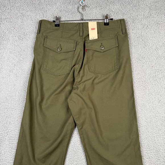 Levis Pants Womens 31 Khaki Green Ribcage Straight Utility Wide-Leg High Rise - Picture 5 of 15